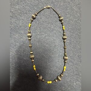 Sterling Silver Pearl Necklace with palomino turquoise nuggets